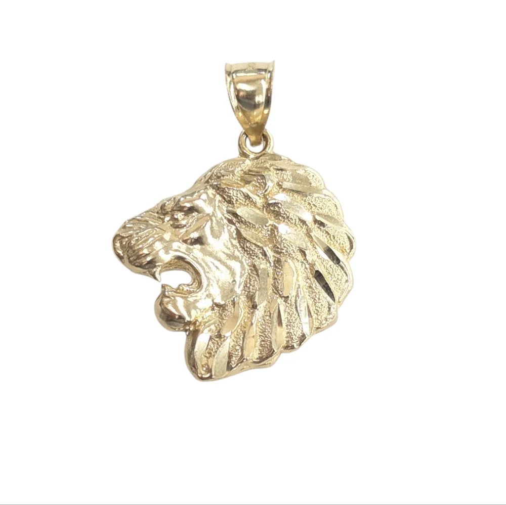 10kt Real Gold Lion Face Pendant - Picture 1 of 6